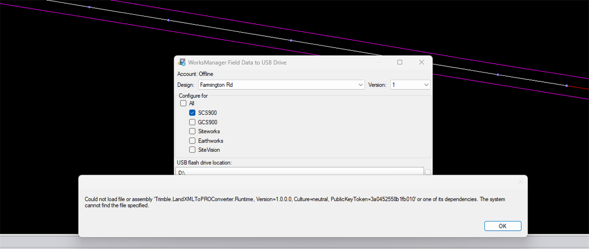 Error for exporting .pro lor legacy software controllers